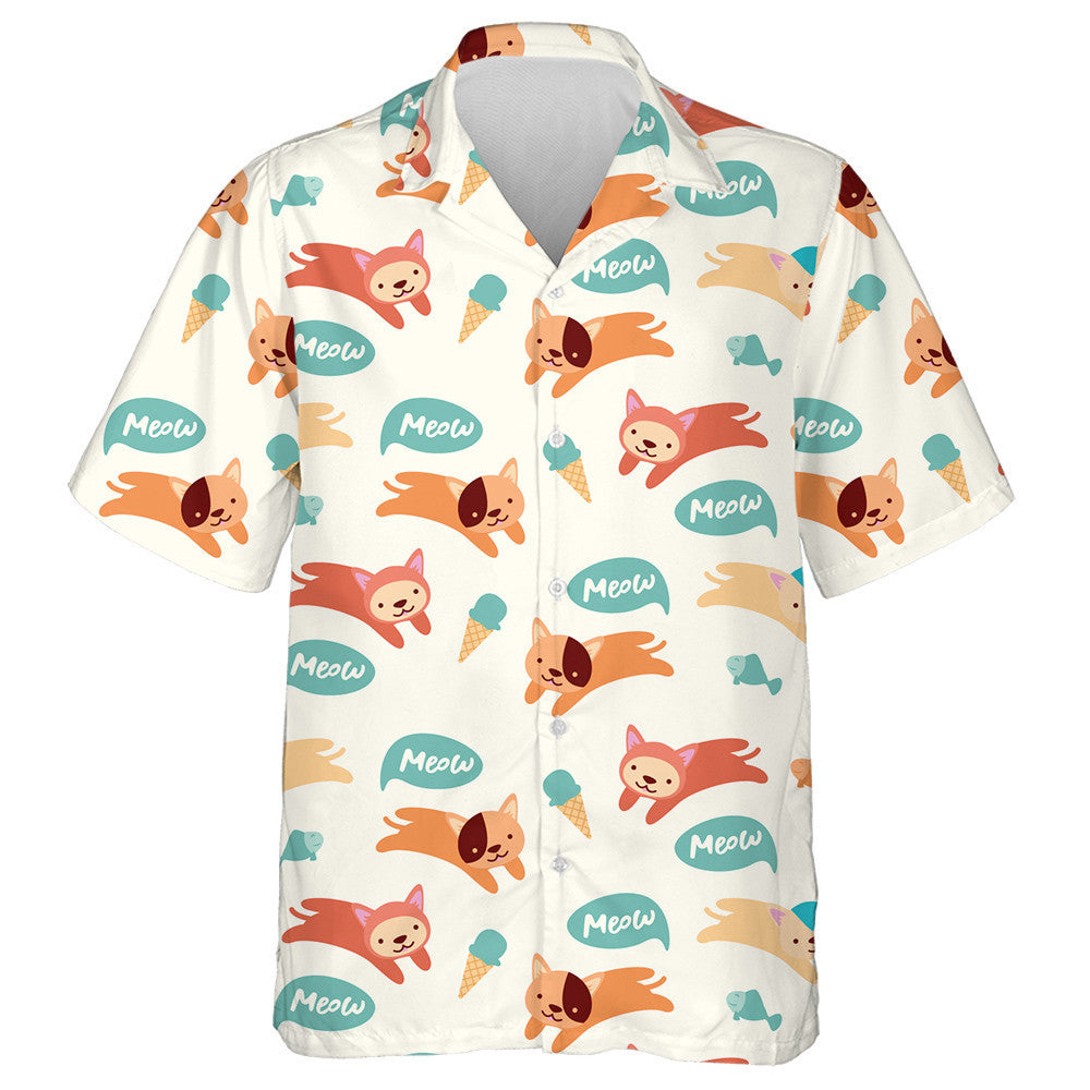 Cat Lover In Summer With Ice Cream Hawaiian Shirt, Hawaiian Shirt Gift, Christmas Gift