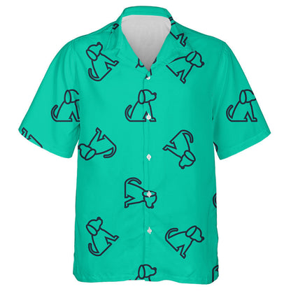 Blue Line Icon Beagle Dog On Green Hawaiian Shirt, Hawaiian Shirt Gift, Christmas Gift