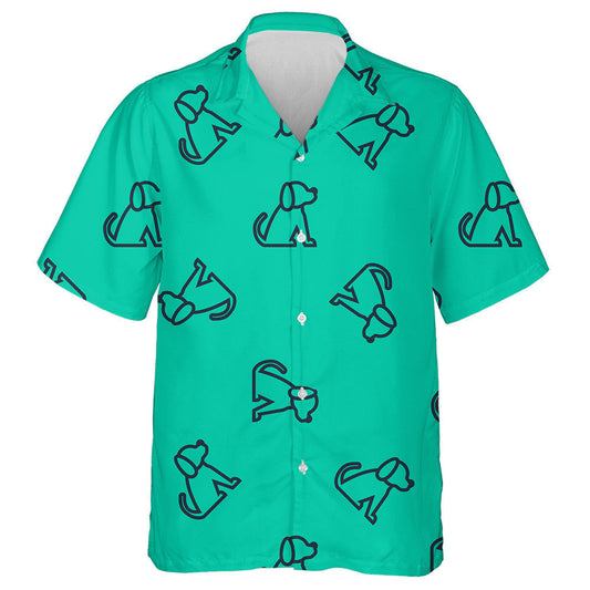 Blue Line Icon Beagle Dog On Green Hawaiian Shirt, Hawaiian Shirt Gift, Christmas Gift