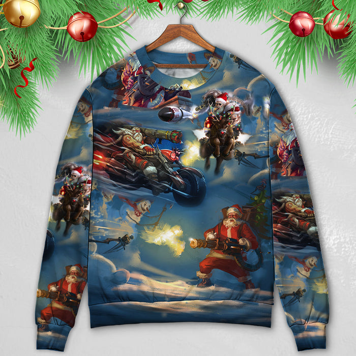 Christmas Santa Gun Fight In Xmas Ugly Christmas Sweater, Christmas Gift, Gift Christmas 2024