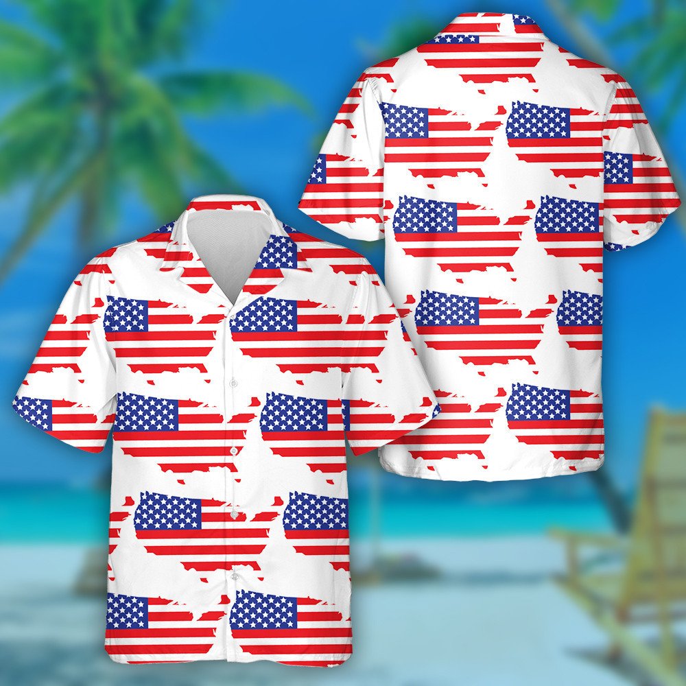 Léarscáil Bratach de chuid Stáit Aontaithe Mheiriceá Ar Chúlra Bán Léine Haváíais, Bronntanas Léine Haváíais, Bronntanas Nollag