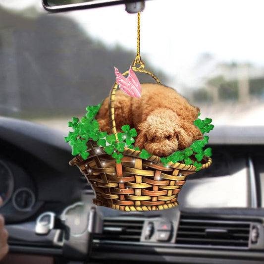Poodle Sleeping Lucky Fairy Two Sided Ornament For Car, Christmas Decoration