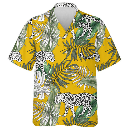 Tropical Leopard Animal Banana On Yellow Background Hawaiian Shirt, Hawaiian Shirt Gift, Christmas Gift