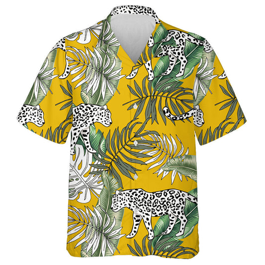 Tropical Leopard Animal Banana On Yellow Background Hawaiian Shirt, Hawaiian Shirt Gift, Christmas Gift