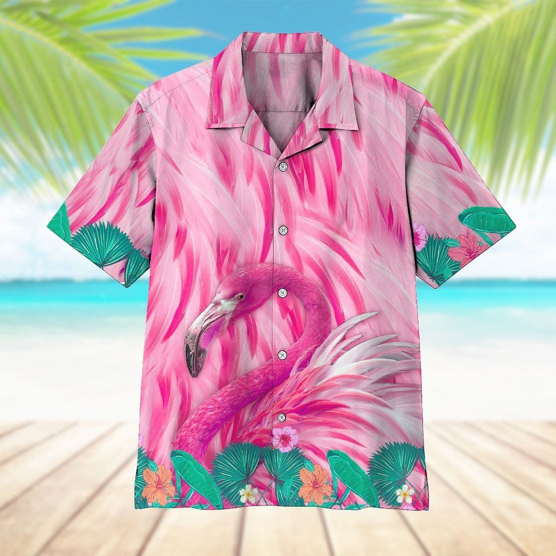 Cute Pink Flamingo Crazy Ornamental Hawaiian Shirt,Hawaiian Shirt Gift, Christmas Gift