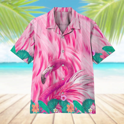 Cute Pink Flamingo Crazy Ornamental Hawaiian Shirt,Hawaiian Shirt Gift, Christmas Gift
