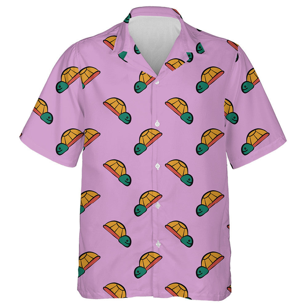 Baby Turtle Green Head On Pink Background Hawaiian Shirt, Hawaiian Shirt Gift, Christmas Gift