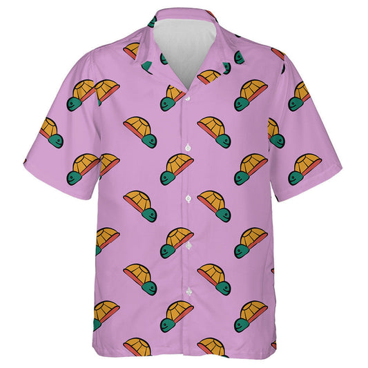 Baby Turtle Green Head On Pink Background Hawaiian Shirt, Hawaiian Shirt Gift, Christmas Gift