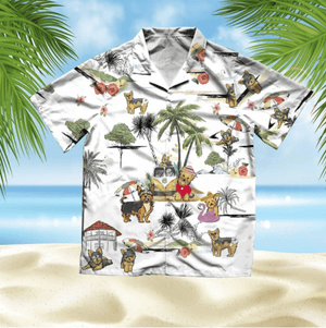 Yorkie Beach Style Pretty Ornamental Hawaiian Shirt, Hwaiian For Gift