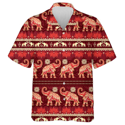 Eilifint Eitneach Indiach Agus Bláth ar Chúlra Dearg Léine Haváís, Bronntanas Léine Haváíais, Bronntanas Nollag