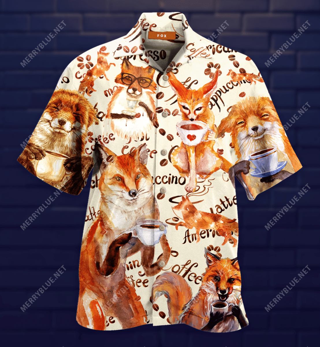 Enjoy Coffee With Fox Hawaiian Shirt_Hawaiian Shirt Gift, Christmas Gift