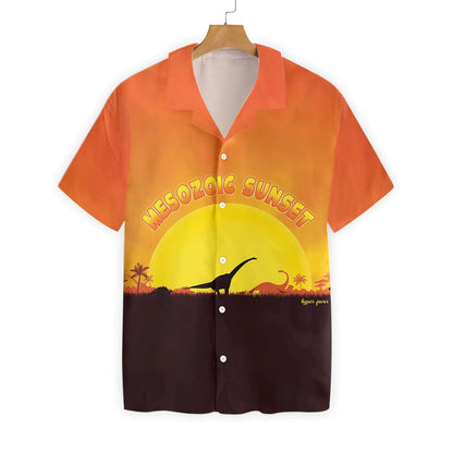 Mesozoic Sunset Dinosaur Beautiful Wild Life Hawaiian Shirt,Hawaiian Shirt Gift, Christmas Gift