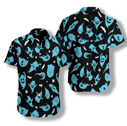 Turquoise Ghost Naughty Halloween Colorful Hawaiian Shirt, Hawaiian For Gift
