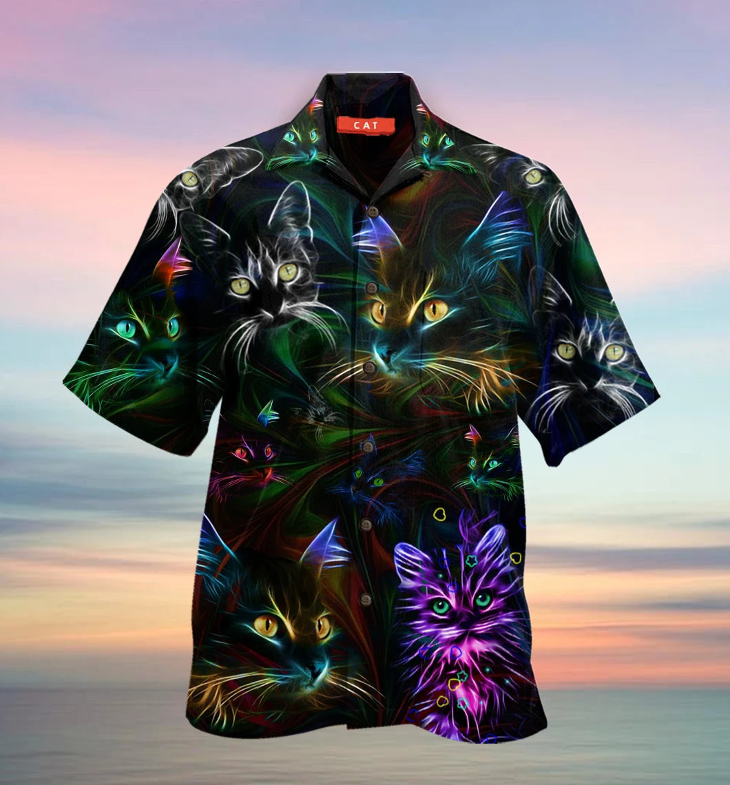 Head Of Cat Fantasy Design Hawaiian Shirt, Hawaiian For Gift