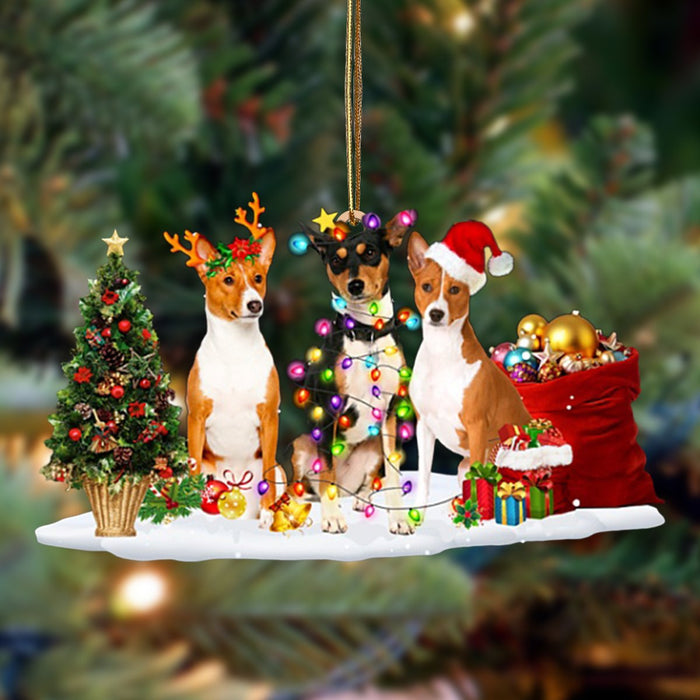 Basenji-Christmas Dog Friends Hanging Christmas Plastic Hanging Ornament, Christmas Ornament Gift, Christmas Gift, Christmas Decoration