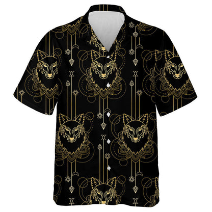 Mac Tíre Óir Agus Eilimintí Geoiméadracha ar Chúlra Dubh Léine Haváís, Bronntanas Léine Haváíais, Bronntanas Nollag