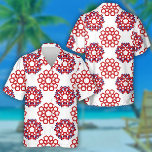 Abstract Star And Geometry Shapes In American Flag Color Hawaiian Shirt, Hawaiian Shirt Gift, Christmas Gift