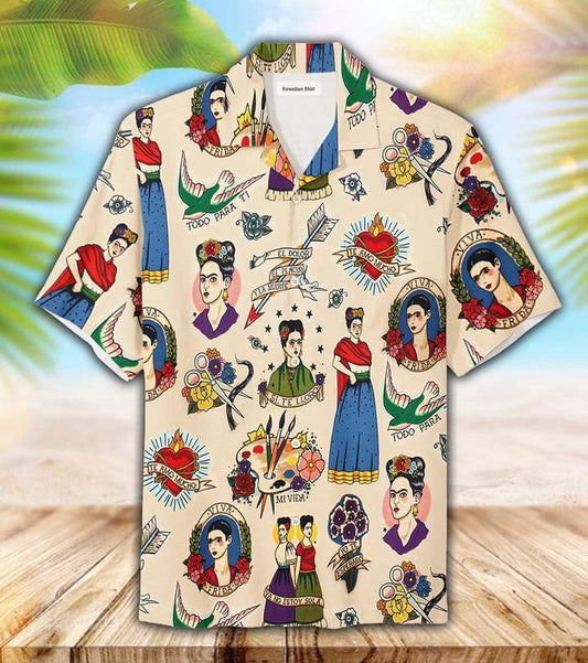 Mexican Girl Crazy Background Design Hawaiian Shirt,Hawaiian Shirt Gift, Christmas Gift