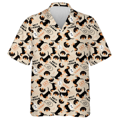 Cartoon Dachshund Dreams Of A Bone Hawaiian Shirt, Hawaiian For Gift