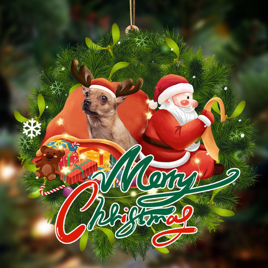 Chihuahua-Santa & dog Hanging Christmas Plastic Hanging Ornament, Christmas Gift, Christmas Decoration