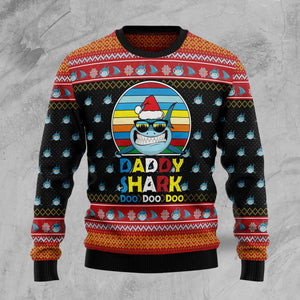 Daddy Shark unisex womens & mens, couples matching, friends, shark lover, funny family ugly christmas holiday sweater gifts,Christmas Ugly Sweater