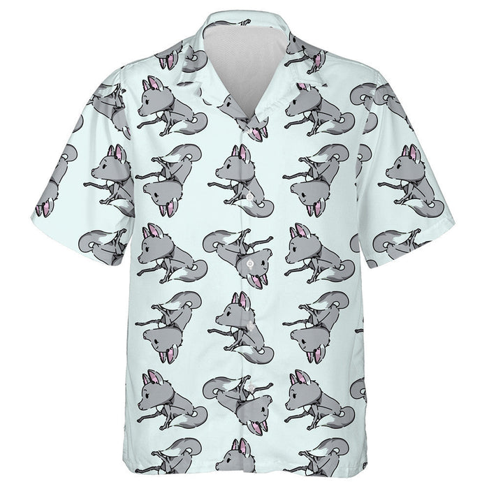 A Wolf Trying To Grab On Grey Background Hawaiian Shirt, Hawaiian Shirt Gift, Christmas Gift