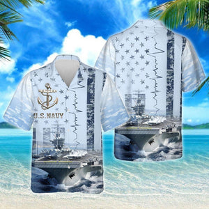 Appealing U.S.Navy Aircraft Carrier Design Hawaiian Shirt, Hawaiian For Gift