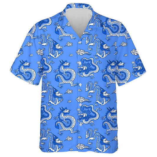 Chinese Dragon In The Sky Hand Drawn Hawaiian Shirt, Hawaiian Shirt Gift, Christmas Gift