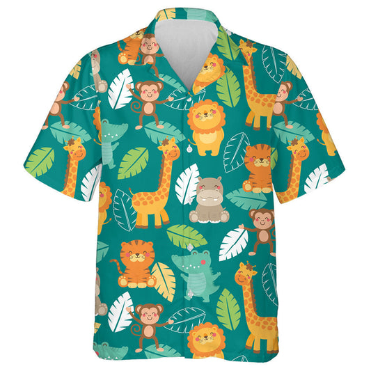 Jungle Glas Teochriosach Le Ainmhithe Sioráf Aghaidh Miongháire Léine Haváís, Bronntanas Léine Haváís, Bronntanas Nollag