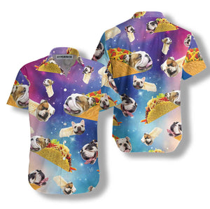 Taco Bulldog Wonderful Galaxy Design Hawaiian Shirt,Hawaiian Shirt Gift, Christmas Gift