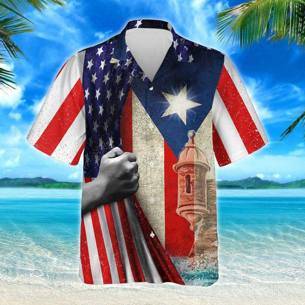 Cool Puerto Rican American Design Hawaiian Shirt,Hawaiian Shirt Gift, Christmas Gift