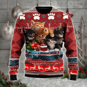 Christmas Kitty Cat Ugly Christmas Sweater, Christmas Gift, Gift Christmas 2024