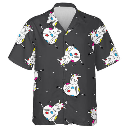 Cartoon Character Colorful Cow Doodle Style Hawaiian Shirt, Hawaiian Shirt Gift, Christmas Gift