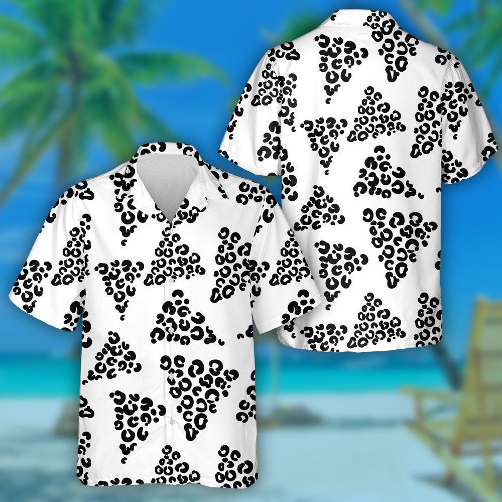 Liopard Fiáin na hAfraice Le Triantáin Léine Haváís Dubh Agus Bán, Bronntanas Léine Haváíais, Bronntanas Nollag