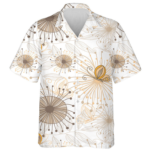 Stíl Retro Lámhtharraingthe Le Féileacán Agus Bláthanna Léine Haváís, Bronntanas Léine Haváís, Bronntanas Nollag