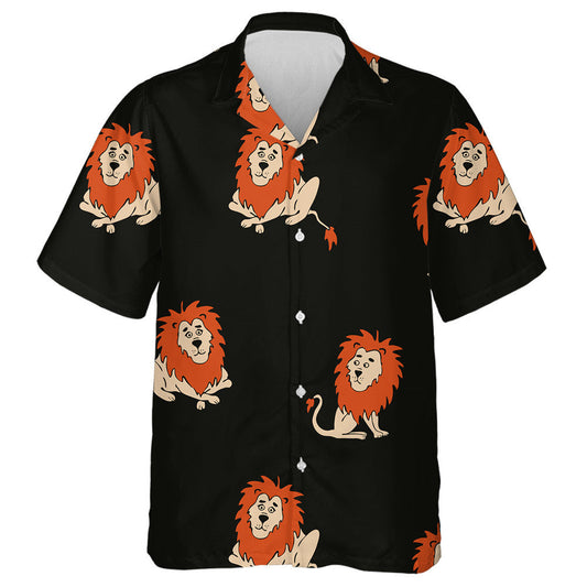 Sad Lion Sitting On Black Background Hawaiian Shirt,Hawaiian Shirt Gift, Christmas Gift
