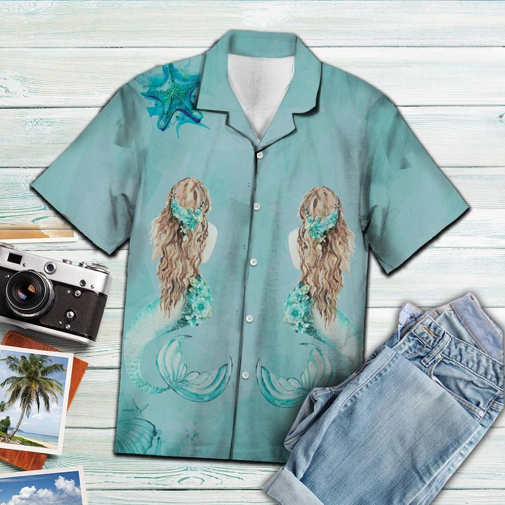Behind Beautiful Mermaid Under The Sea Hawaiian Shirt, Hawaiian For Gift