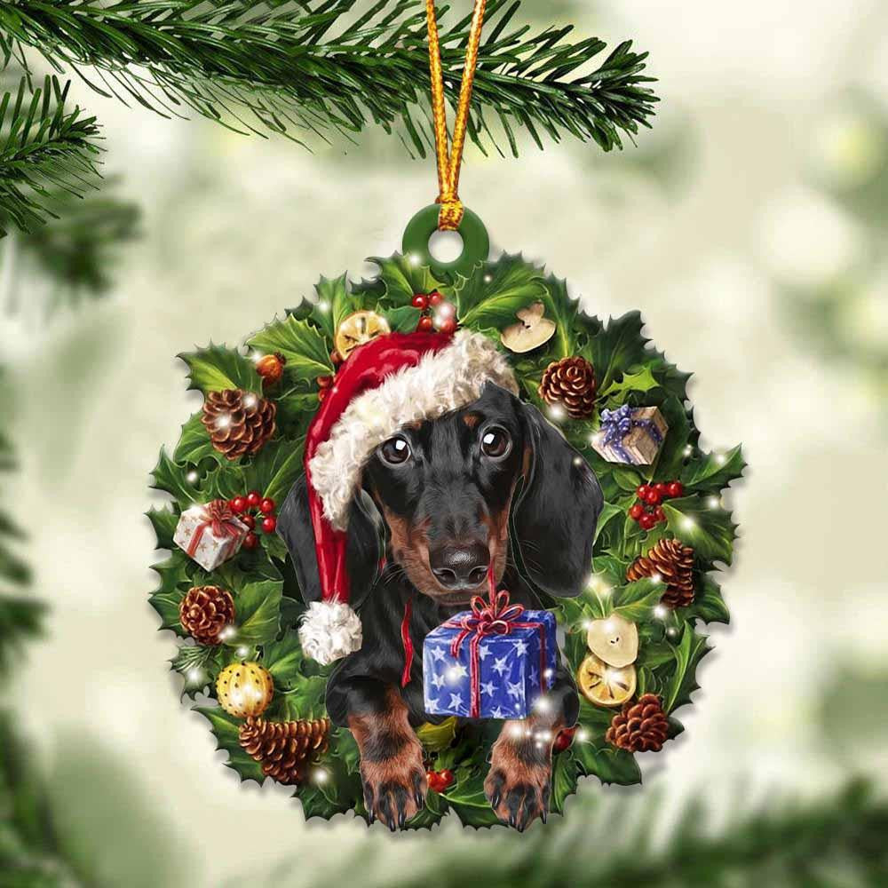 Black and Tan Dachshund and Christmas gift for her gift for him gift for Black and Tan Dachshund lover Christmas Plastic Hanging Ornament, Christmas Ornament Gift, Christmas Gift, Christmas Decoration