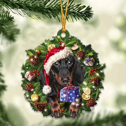 Black and Tan Dachshund and Christmas gift for her gift for him gift for Black and Tan Dachshund lover Christmas Plastic Hanging Ornament, Christmas Ornament Gift, Christmas Gift, Christmas Decoration