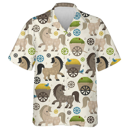 Small Horses And Cart With Hay Hawaiian Shirt,Hawaiian Shirt Gift, Christmas Gift