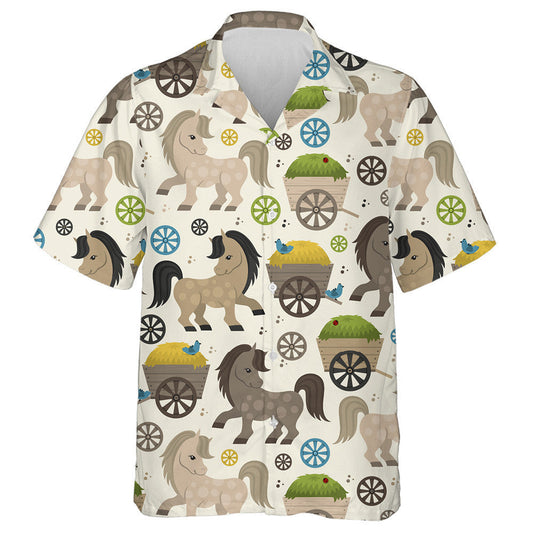 Small Horses And Cart With Hay Hawaiian Shirt,Hawaiian Shirt Gift, Christmas Gift