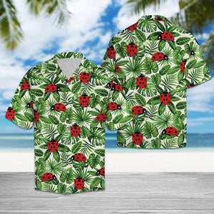 Awesome Ladybug With Different Plants Pattern Hawaiian Shirt, Hawaiian For Gift