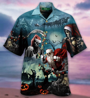 The Death Christmas Santa Claus Skull Hawaiian Shirt, Hawaiian Shirt Gift, Christmas Gift