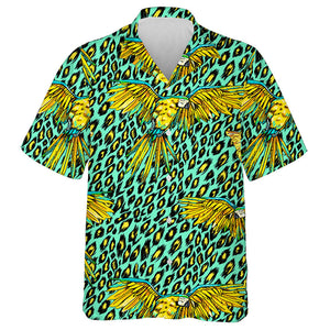 Wild African Leopard With Parrots And Butterflies Hawaiian Shirt, Hawaiian Shirt Gift, Christmas Gift