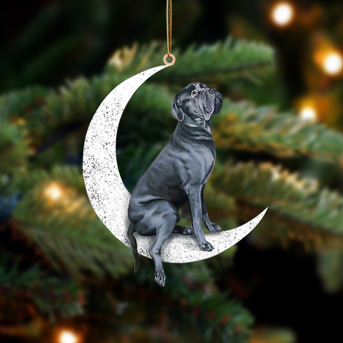 Cane corso-Sit On The Moon-Two Sided Christmas Plastic Hanging Ornament, Happy Christmas Ornament, Christmas Gift, Christmas Decoration