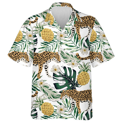 Tropical Leopard Animals With Pineapple Fruit Hawaiian Shirt,Hawaiian Shirt Gift, Christmas Gift