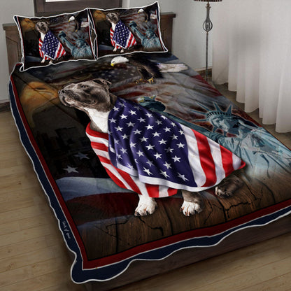 Pit Bull Dog American Patriot Quilt Bedding Set Bedroom Set Bedlinen 3D,Bedding Christmas Gift,Bedding Set Christmas
