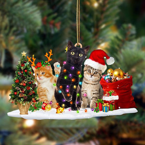 Cat-Christmas Dog Friends Hanging Christmas Plastic Hanging Ornament, Happy Christmas Ornament, Christmas Gift, Christmas Decoration