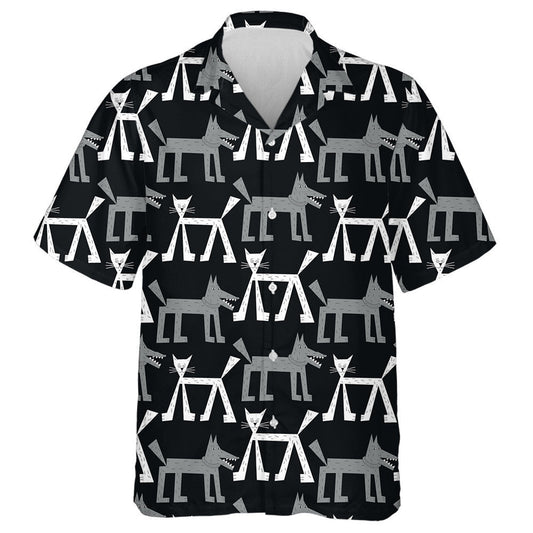 Grey Wolf And White Cat In The Forest Hawaiian Shirt, Hawaiian Shirt Gift, Christmas Gift