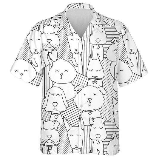 Cúlra Scoite Madra Doodle Cartún Tarraingthe Láimhe Léine Haváís, Bronntanas Léine Haváíais, Bronntanas Nollag